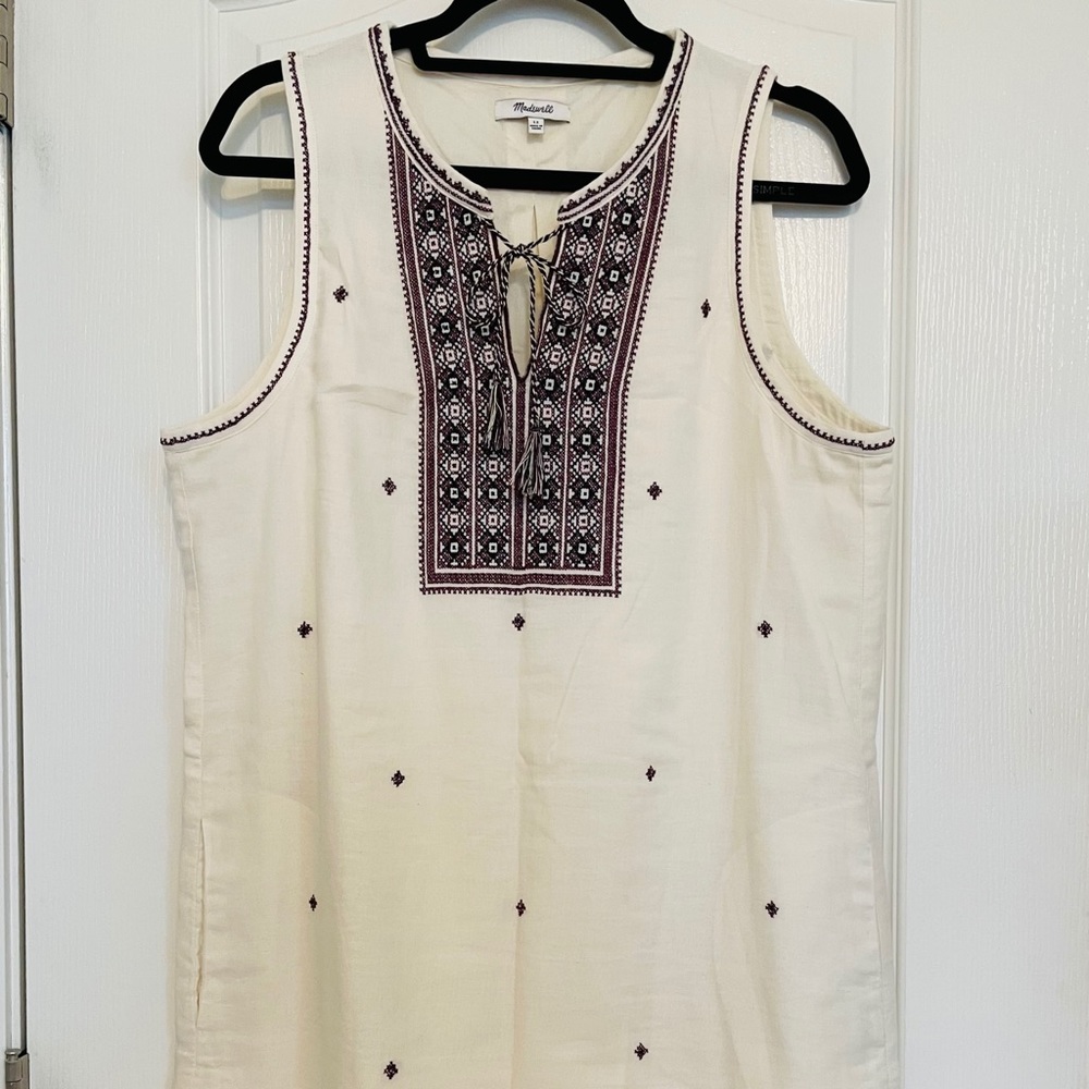 Madewell Linen Dress With Embroidery